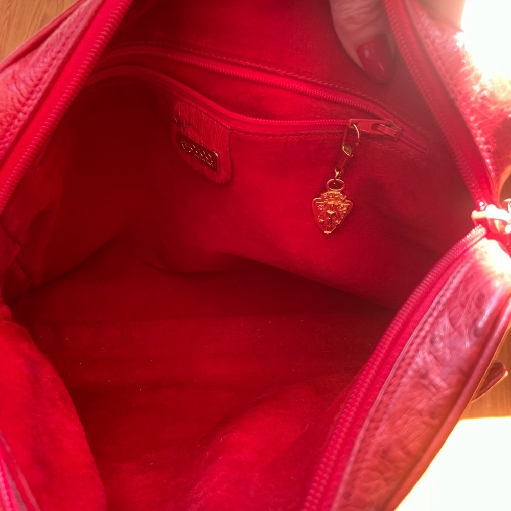 Vintage Rare Gucci Red Ostrich Leather Messanger Purse Shoulder Bag - Picture 11 of 15